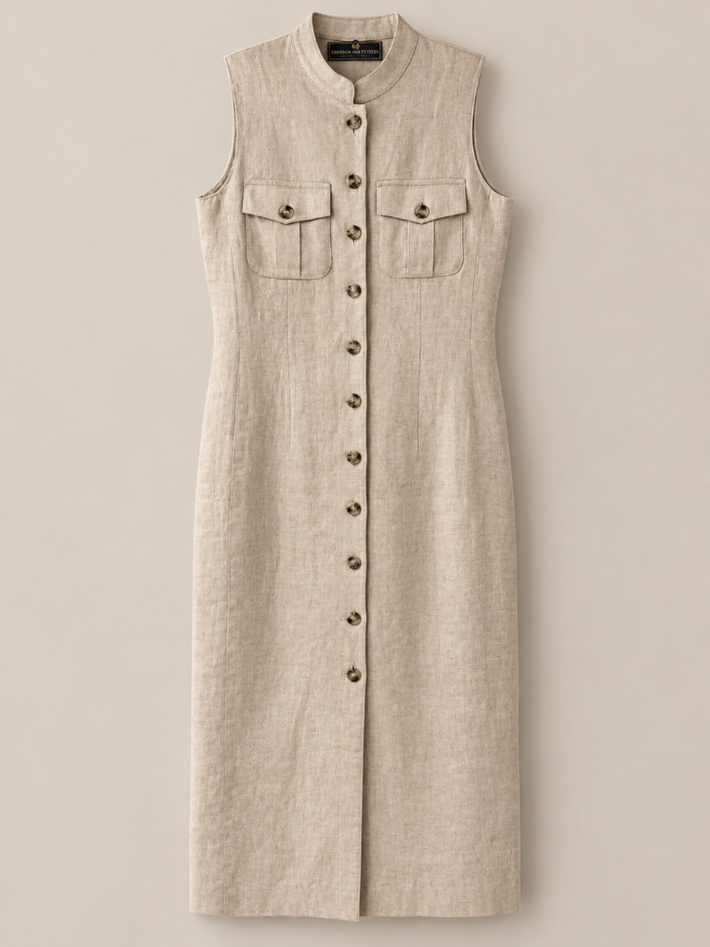 Vintage Embassy Row Petites Pure Linen Button-Front Maxi Dress Size 4P